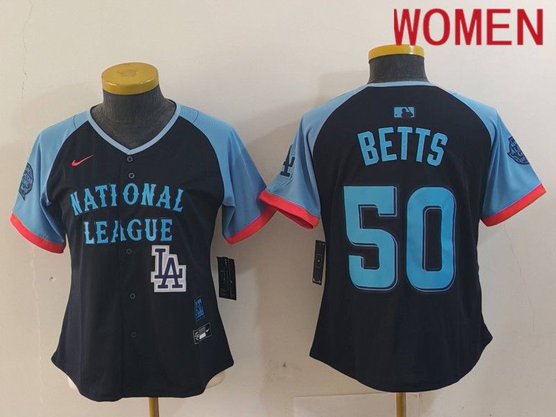 Women Los Angeles Dodgers 50 Betts Blue All star 2024 Nike MLB Jersey style 8155
